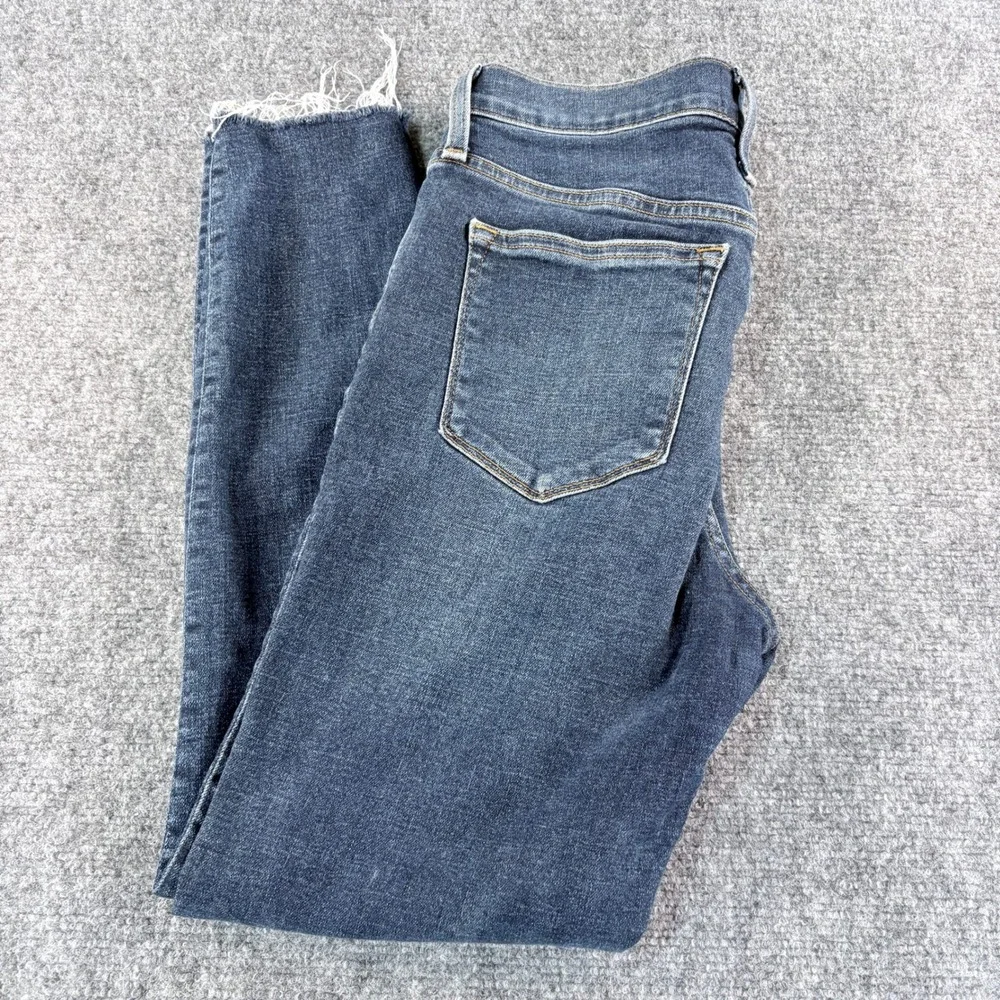 J.Crew 10 High Rise Skinny Jeans 28 Dark Wash Button Fly Raw Hem BC790